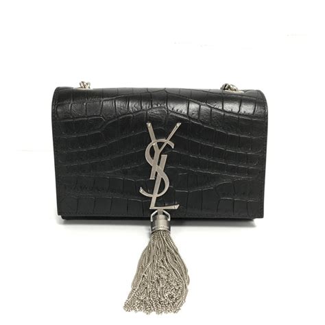 ysl crocodile bag black|ysl black bag with tassel.